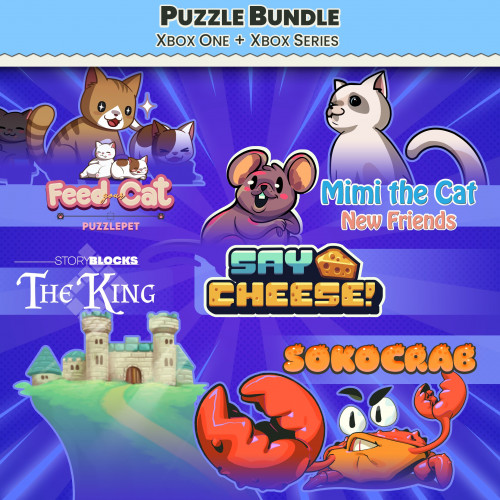 Puzzle Bundle Xbox - PuzzlePet - Feed Your Cat, Say Cheese, Mimi the Cat: New Friends, Story Blocks: The King and Sokocrab